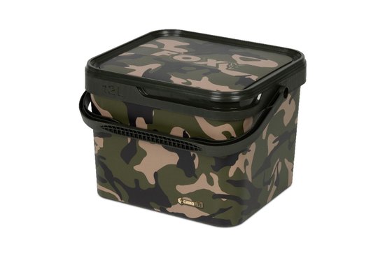 12L emmer met camouflageprint en deksel. "CAMO LITE" op de voorkant.