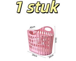 1 set - Opvouwbare wasmand - Slaapkamer - Badkamer - Opbergruimte voor vuile was - Geschikt voor opslag, grote capaciteit, openbare badkamer - 40*20*32cm - Roze