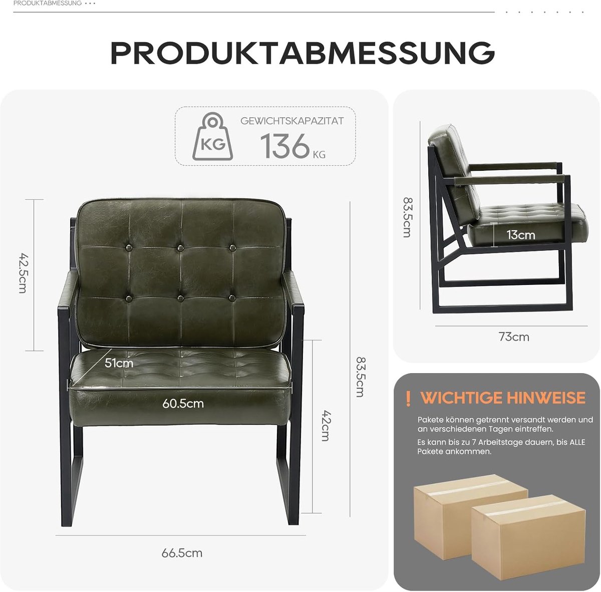 Accentstoel 2er-Set Moderne gestoffeerde loungestoel met armleuningen en houten frame – Comfortabele leesstoel voor woonkamer, slaapkamer of relaxhoek – Donkergrijs – Afmetingen op aanvraag – Bella...