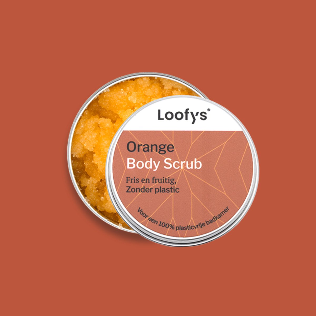 Loofys Body Scrub Orange - Natuurlijke & Exfoliërende Lichaamsscrub - Plasticvrij, Vegan & Duurzaam - Herbruikbaar Blikje - 30g