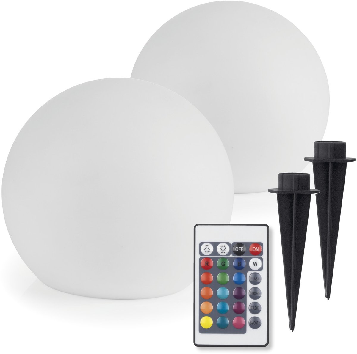 EASYmaxx LED-zonnelamp bol 40 cm | 2 x zonnelamp – sfeervolle kleurwisseling, prachtige lichteffecten voor binnen en buiten | Zonnelamp inclusief afstandsbediening | LED-zonnelamp + 5 verlichtingsstanden