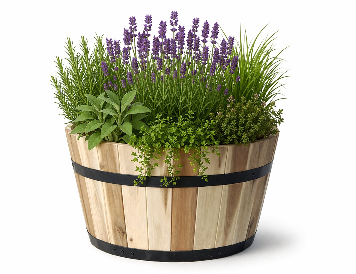 Kuip Acacia Hout – D53 x H32 cm – Natuurlijke Houten Plantenbak / Bloembak / of Decoratief