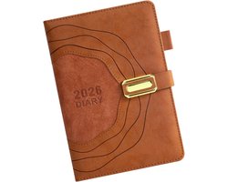 Planner met premium PU-lederen omslag - planner voor 2026 - Life Planner - Planner - Journal - Organizer - A5 dagplanner - Weekplanner - Doelenplanner - bruin