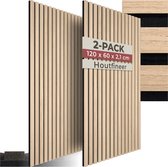 tectake® Akoestische Panelen - Set van 2 - Akoestisch Wandpaneel - 60 x 120 cm - 1,44 m² - Wandpanelen met Aanpasbare Grootte - Lattenwand van MDF en Houtfineer - Geluidsisolatie - Stijlvolle Wanddecoratie - Eenvoudige Montage - Licht Eiken
