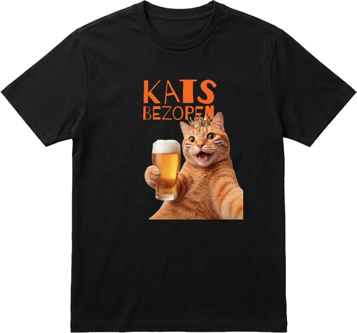 Koningsdag Kleding | Fotofabriek Koningsdag t-shirt heren | Koningsdag t-shirt dames | Zwart shirt | Maat XL | Kats Bezopen
