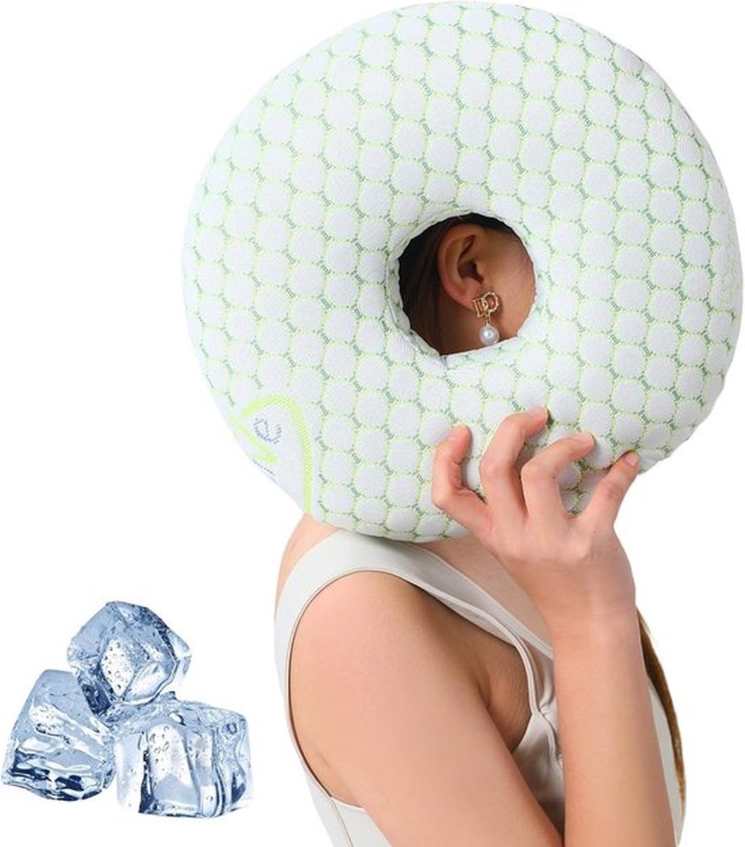 Piercingkussen voor in het oor, donutkussen voor piercing, piercingkussen, donutkussen, koel kussensloop van bamboevezels voor oorpijn, kussen voor zijslapers