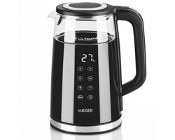 Haeger Digiglass Waterkoker met Temperatuurregeling - Anti-kalkfilter - Warmhoudfunctie - Dubbelwandig - Elektrisch - 1,7 Liter - 2200W - Zwart