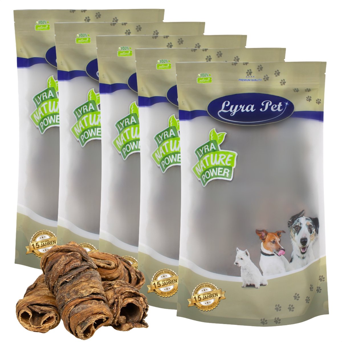 5 kg Lyra Pet® Wrap gemaakt van runderlong en -stengels