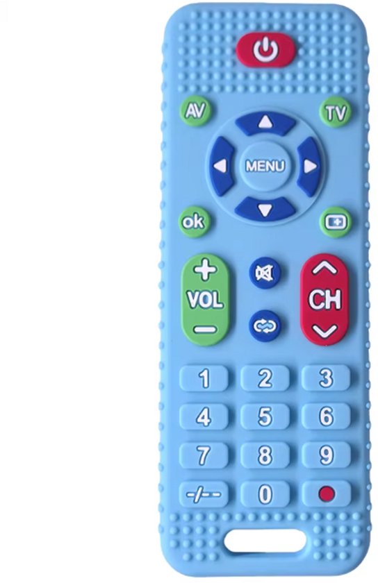 Rieba® Baby Afstandsbediening - Siliconen Speelgoed Afstandsbediening - Educatief Speelgoed - Verzachtend voor Tandjes - Siliconen Bijtring - 15 cm - Blauw