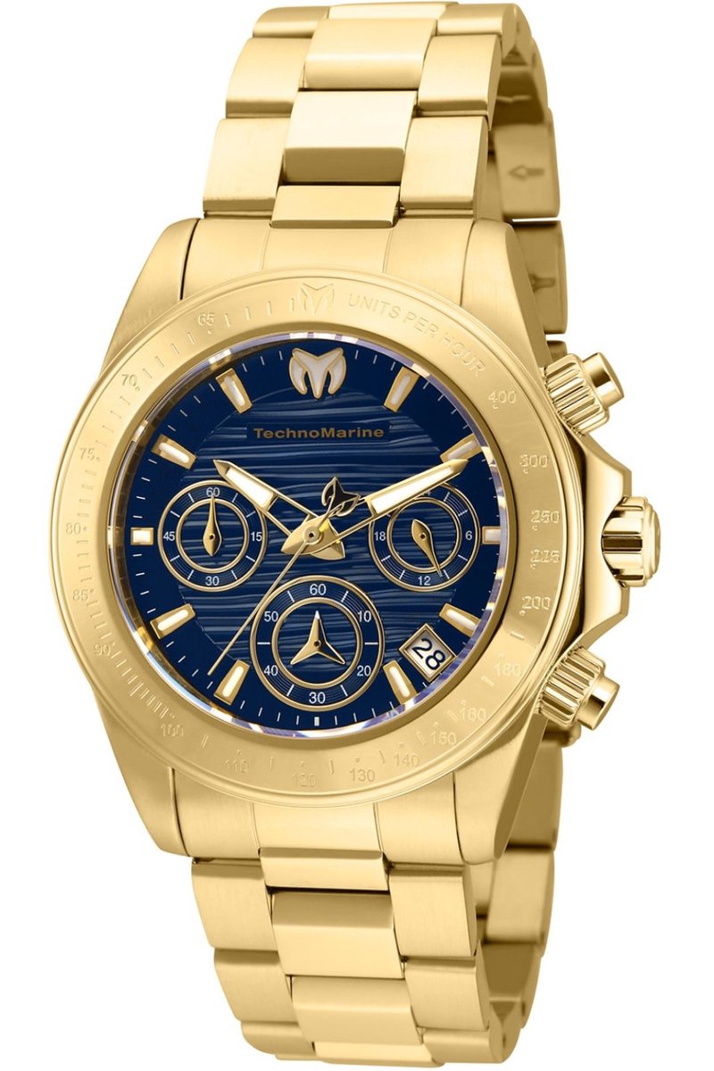 TechnoMarine Manta TM-219015 Dames Horloge - Waterdicht - Analoog - Quartz Uurwerk - Roestvrij Staal met blauwe Wijzerplaat - 38mm