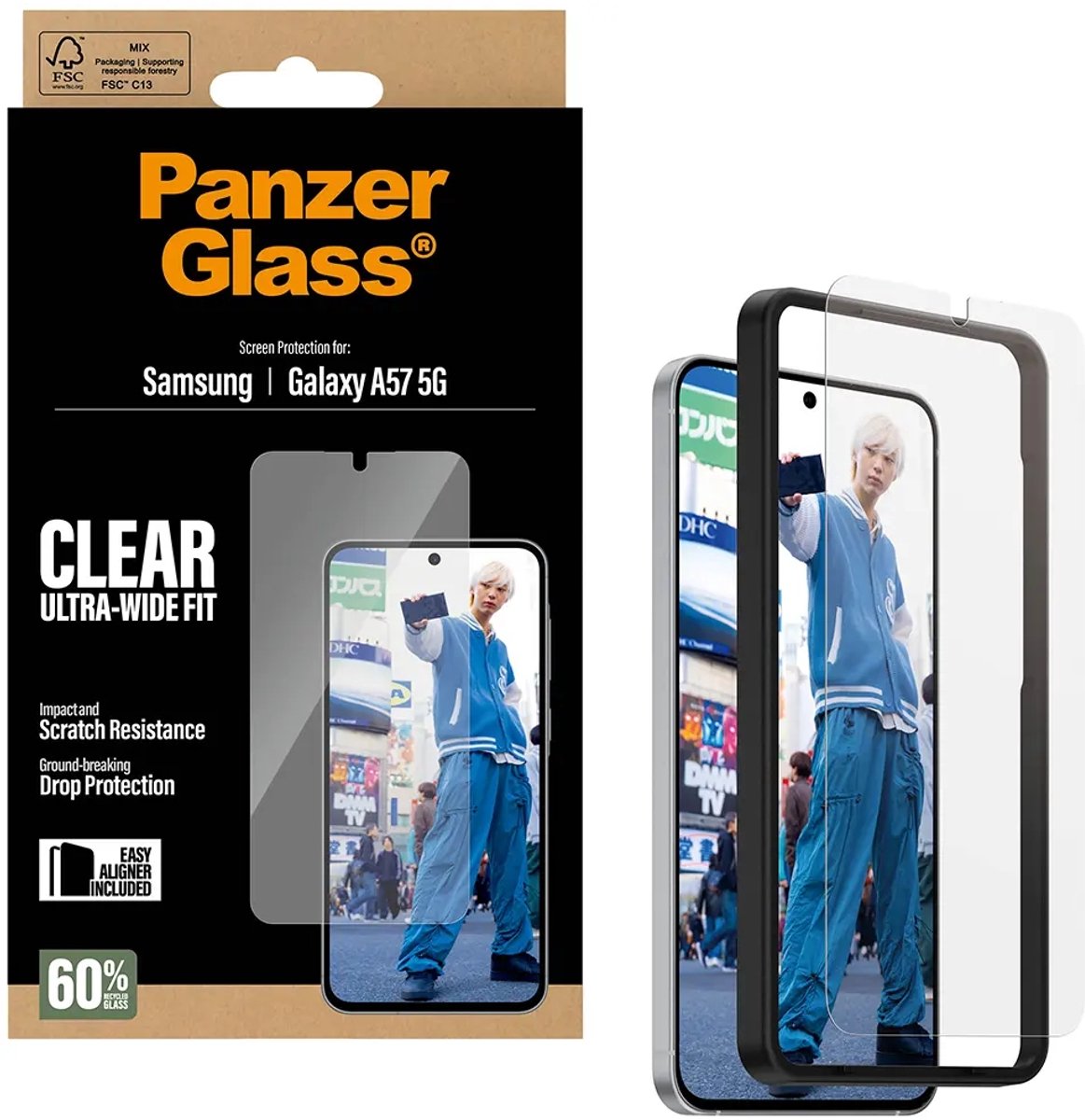 PanzerGlass Samsung Galaxy A57 5G Ultra-Wide Fit with EasyAligner