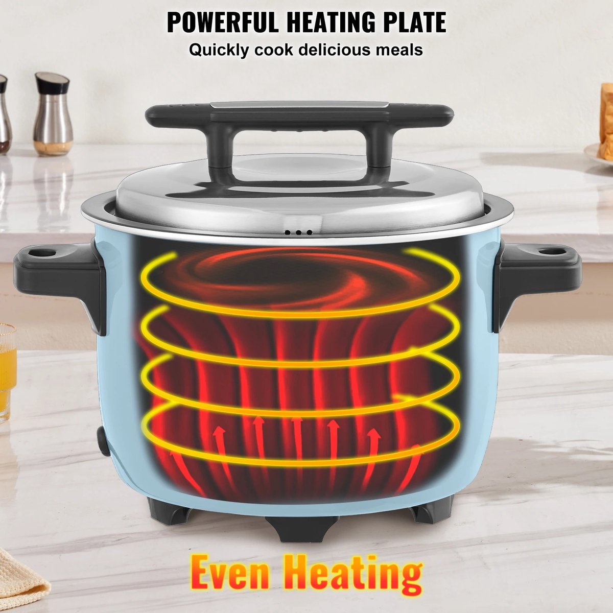 Seth Select Rijstkoker, Rijstkoker 8L, Electrische rijstkoker, Rice cooker, Rijstkookpan met aluminium anti aanbak, 24-uurs warm houden. thumbnail 2