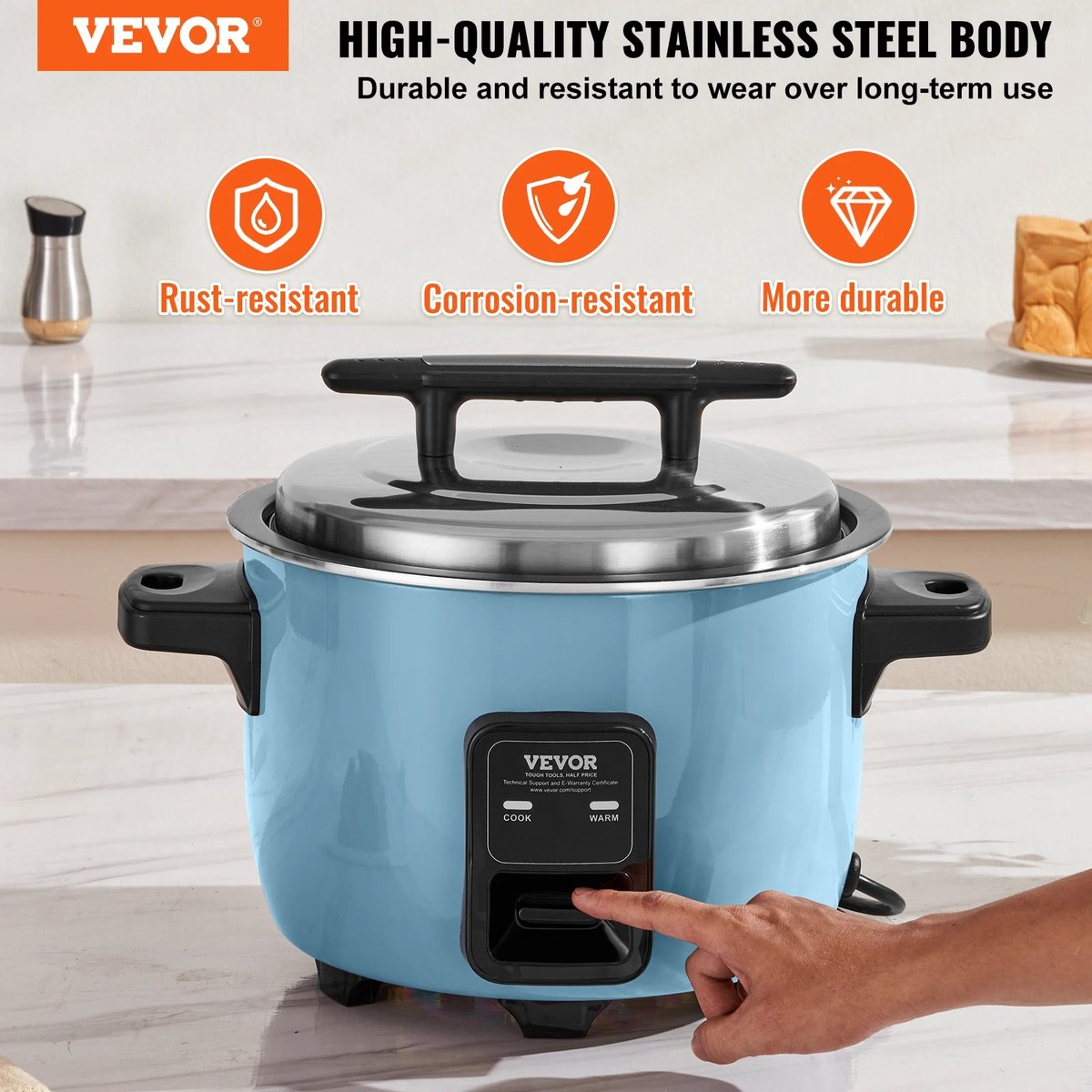Seth Select Rijstkoker, Rijstkoker 8L, Electrische rijstkoker, Rice cooker, Rijstkookpan met aluminium anti aanbak, 24-uurs warm houden. thumbnail 5