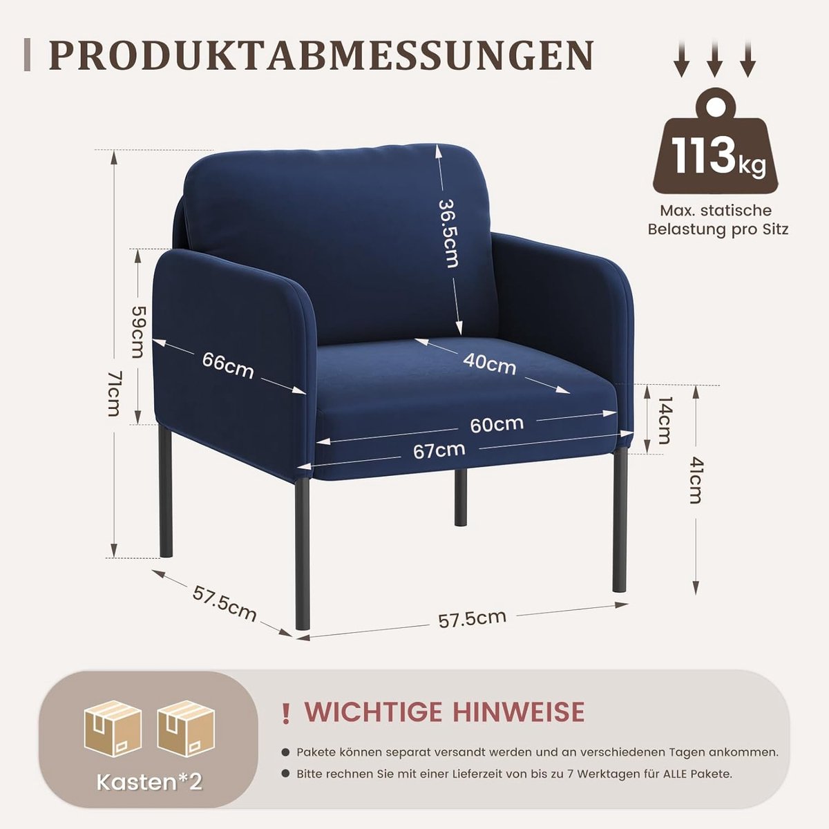 Fluwelen Loungestoel Set van 2 – Bellavero Luxe Gevoerde Fauteuils Blauw – Moderne Accents