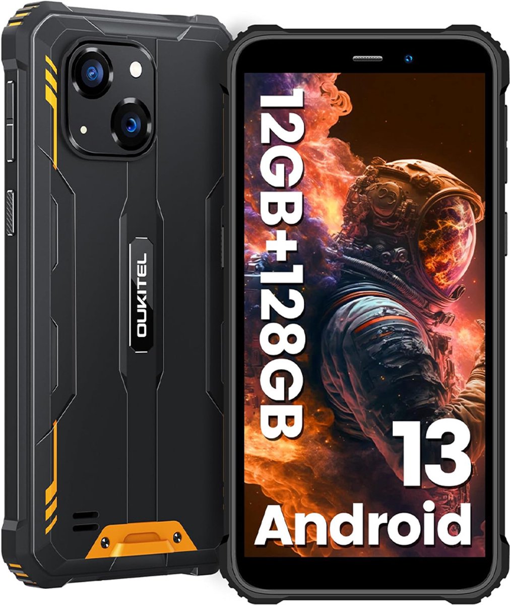 OUKITEL WP32 Rugged Smartphone - IP68/IP69K Outdoor Telefoon - Dual SIM 4G - 12GB RAM - 128GB ROM - 6300 mAh - 5,93 inch - GPS, NFC, OTG - Oranje