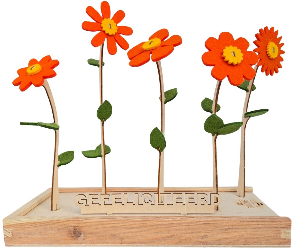 Happy Blooms vilten bloemen – Gefeliciteerd – brievenbus cadeau