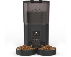 Viervoeter Feed Dual - Automatische Voerbak 7L - Kat en Hond - Voerautomaat met App & Audio - Zwart