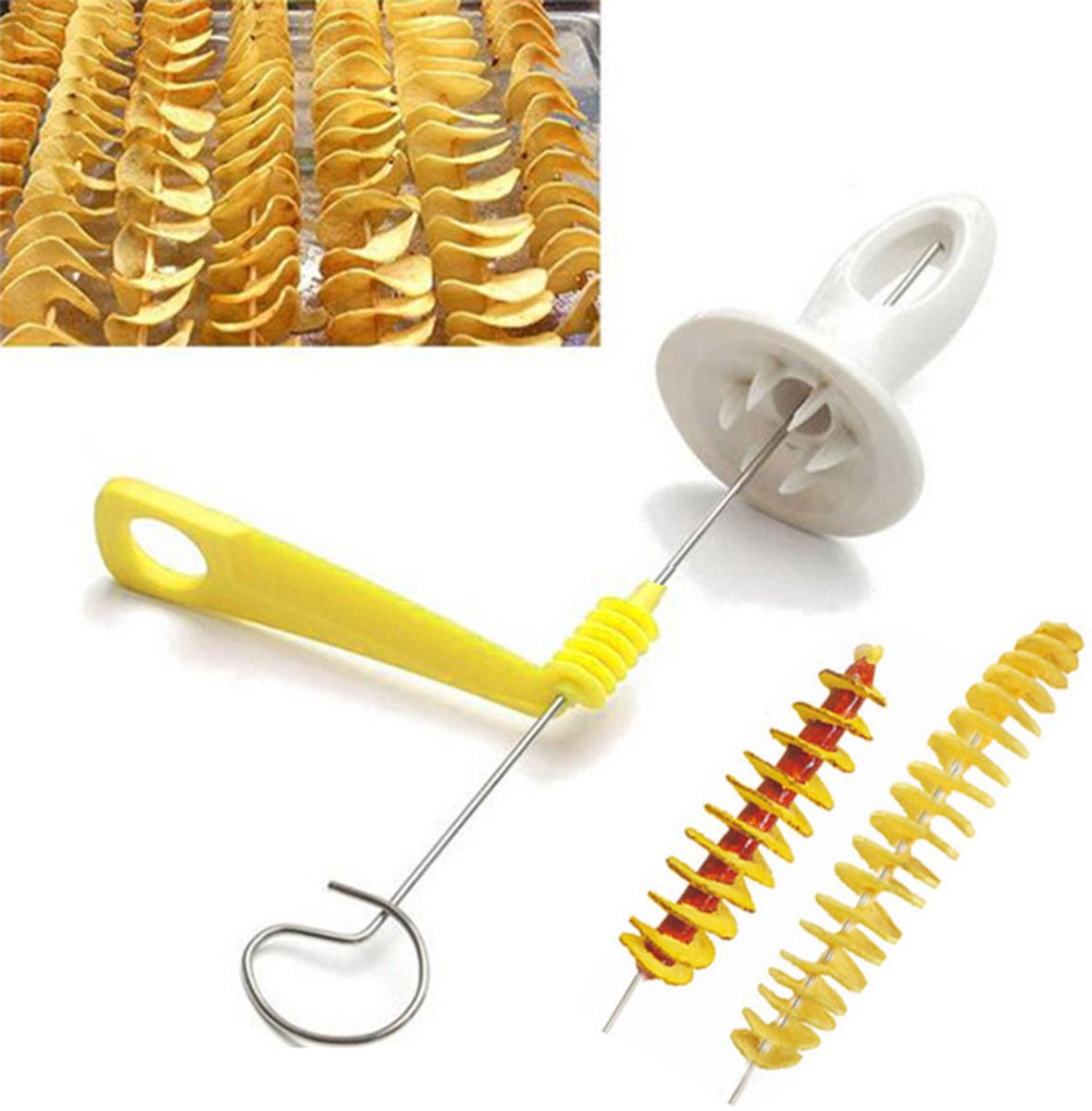 Aardappelsnijmachine - Plastic - 5 Sets - Draaien - Twisted Snijmechanisme