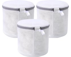bh-waszakje - 3 ST. - Anti-Vervorming - mesh waszakken - Met Rits - Waszakje Lingerie - 15*17 cm - voor Wasmachine - Cilindrische Ritsen Wasmachinetas - grijs wit