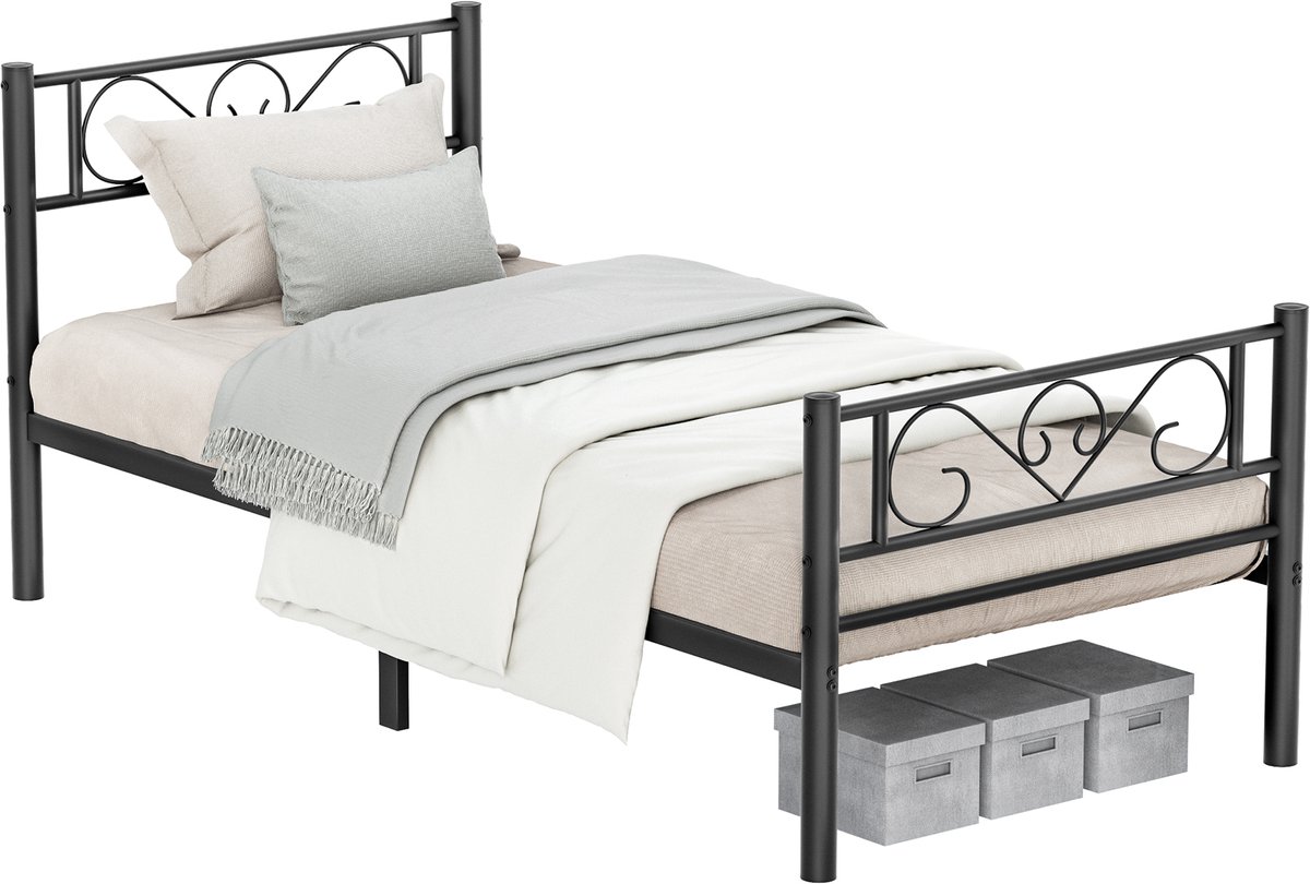 VASAGLE - Bed - Metalen Bed - Bedframe voor 190 x 90 cm Matras - Eenvoudige Montage