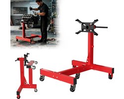 ACXIN Motorstandaard Auto – Motorsteun Motorblok Houder Staal – 360° Draaibare Kop – 4 Verstelbare Armen – Met 5 Wielen en Antislip Handgreep voor Werkplaats en Garage – 680 KG