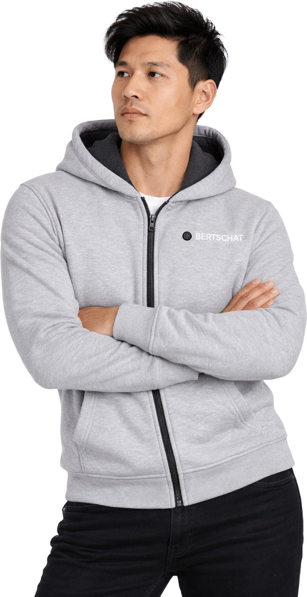 Verwarmd Vest - Heren | Verwarmde Hoodie | Vijf Verwarmingszones | Grijs | Incl. Powerbank | XXXL