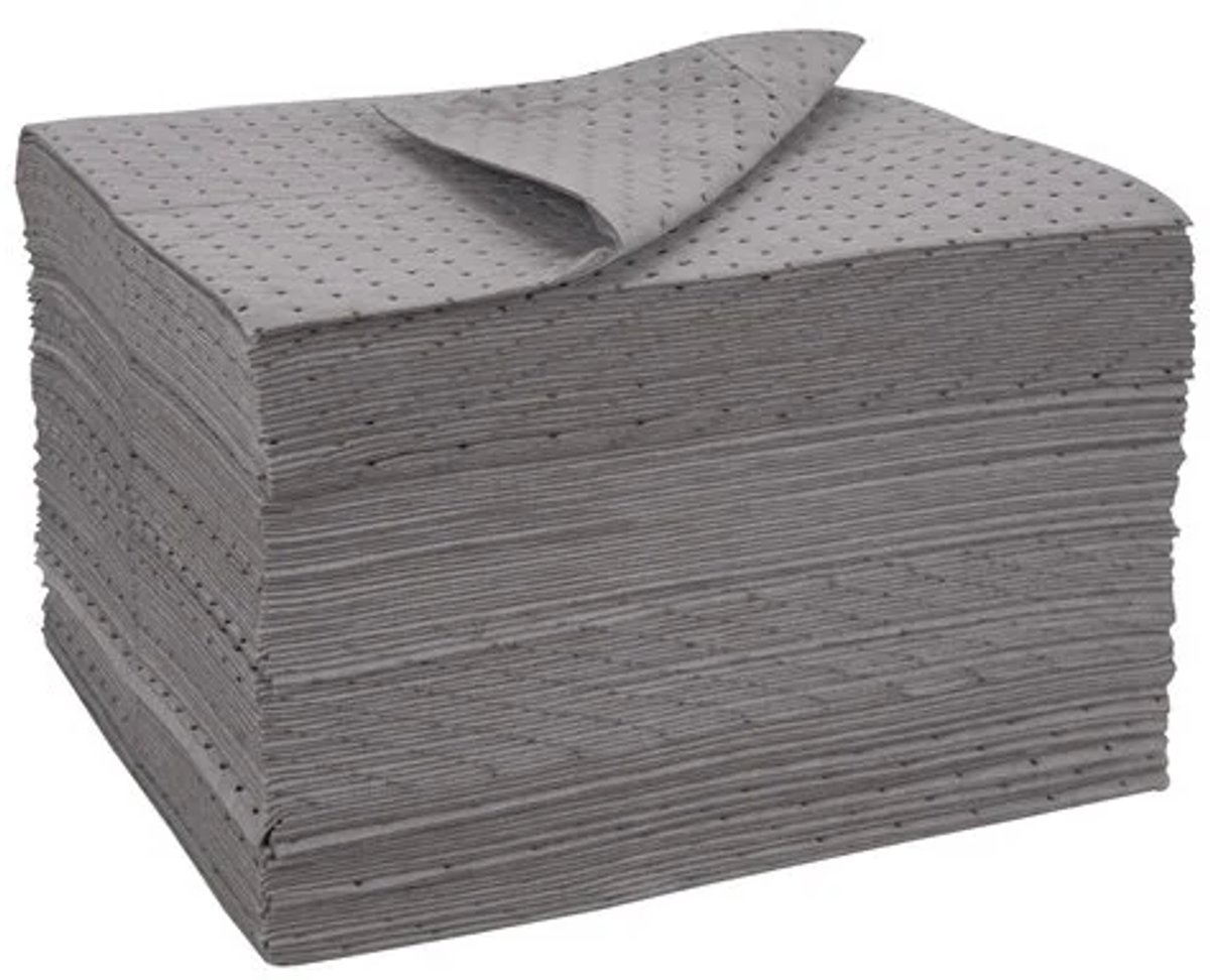 Universele absorptiemat voor olie, water & koelvloeistof 200 st. – Hugo absorptiematten 38×48 cm
