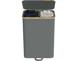 SONGMICS LCB532GN01 - Wasmand met Deksel - Uitneembare Waszak - 2 Vakken - 150 Liter Capaciteit