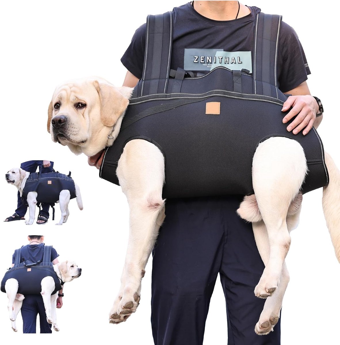 Honden Draagtas - Honden Rugzak - Ondersteuning Lopen - Verstelbare Pootsteun - XXXL 37.6kg - Zwart