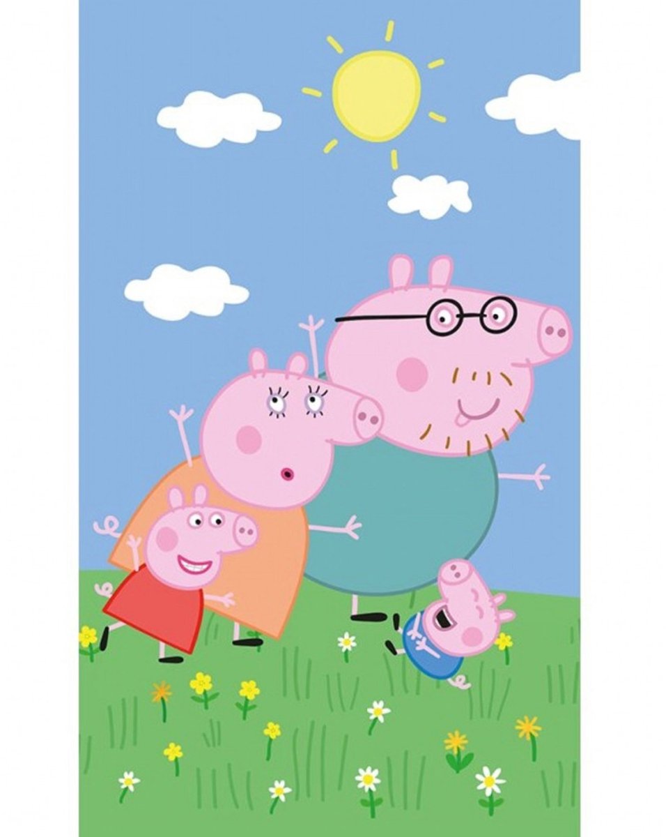Peppa Pig Familie handdoek, gezichtshanddoek, handdoek 30x50 cm