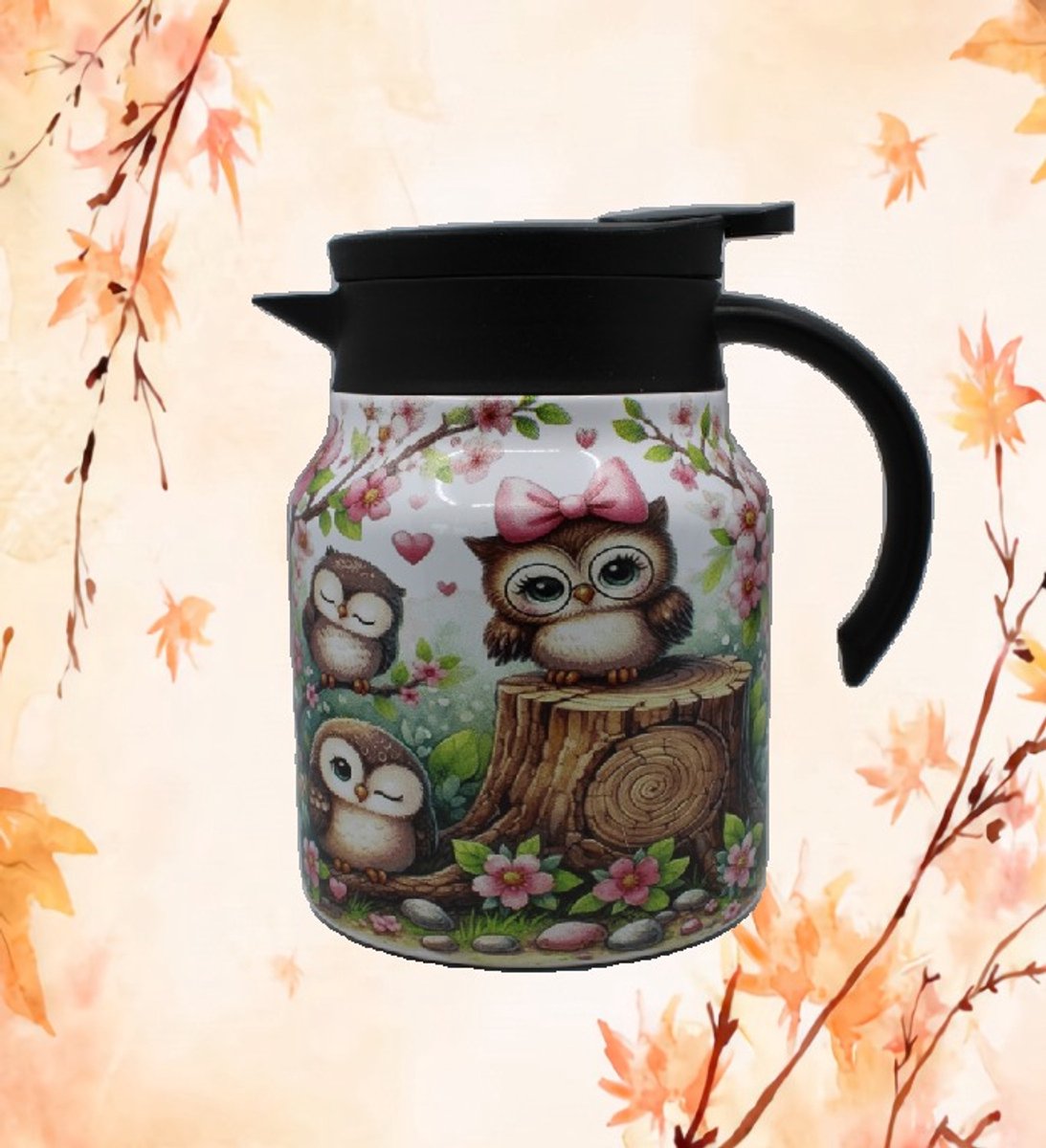 Theepot - thermos - theepot met filter - thermoskan - koffie - theekan - uilen