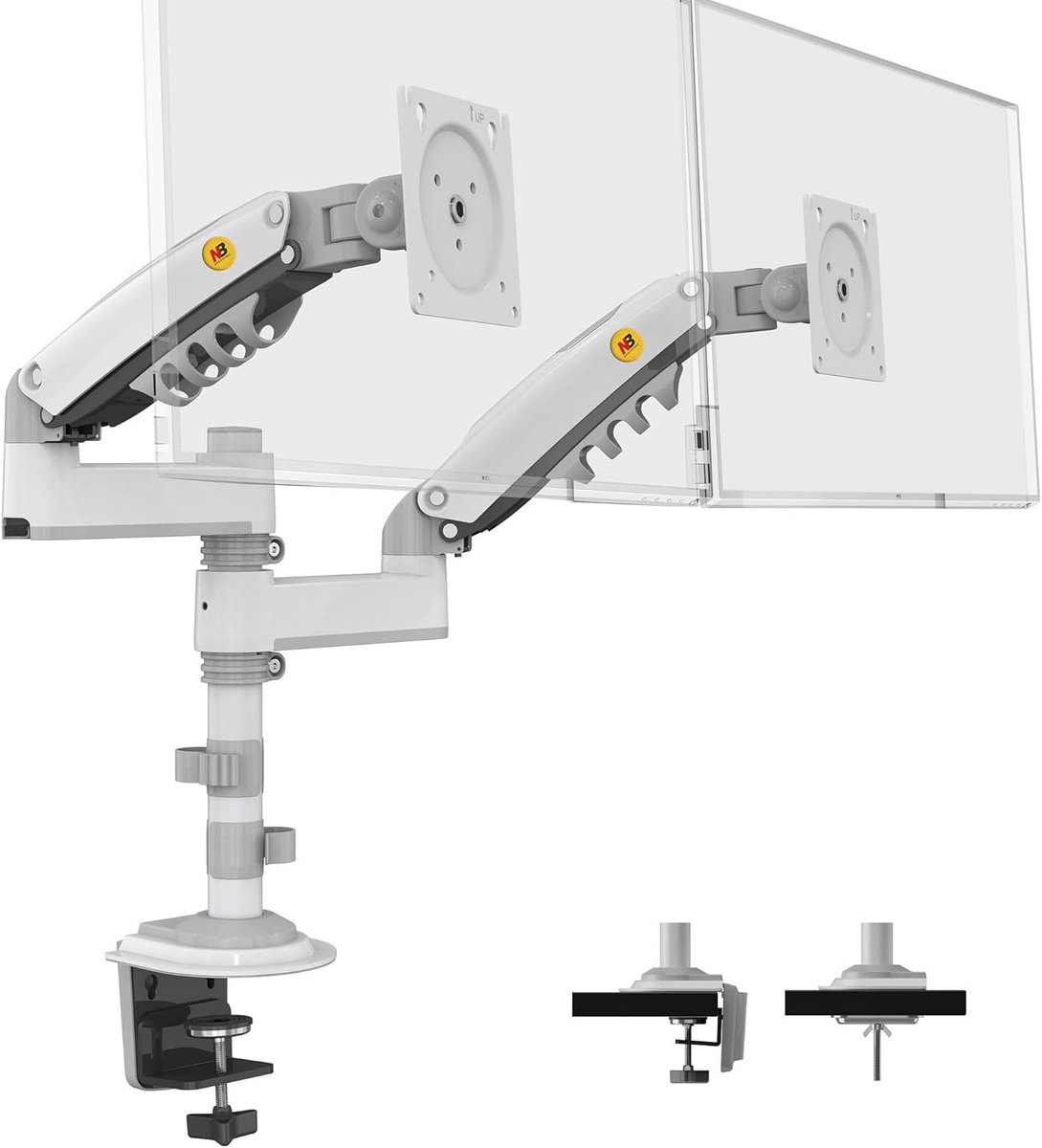 Dubbele Monitor Arm Wit voor 2 Schermen 17-32 Inch VESA