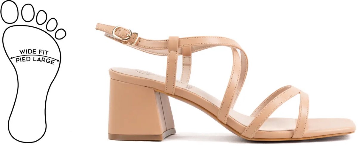Verstelbare sandalen met brede neus en hak, model H - Eva