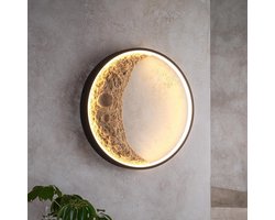 3D Maan Wandlamp Binnen, LED Wandlamp Kunst Decor, Geschikt voor Woonkamer, Kinderkamer, Gang, Hal, Dimbaar Ronde Maanlamp 40cm