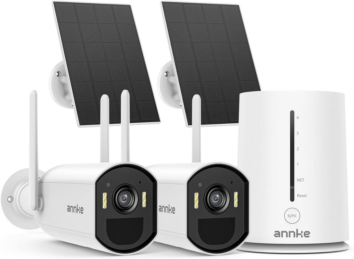 Draadloze Buiten Beveiligingscamera Set met Zonnepaneel, 4MP