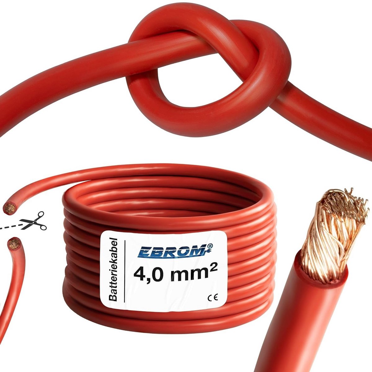 Zeer Flexibele Accukabel 4mm2 Rood - Hoge Kwaliteit OFC Koper