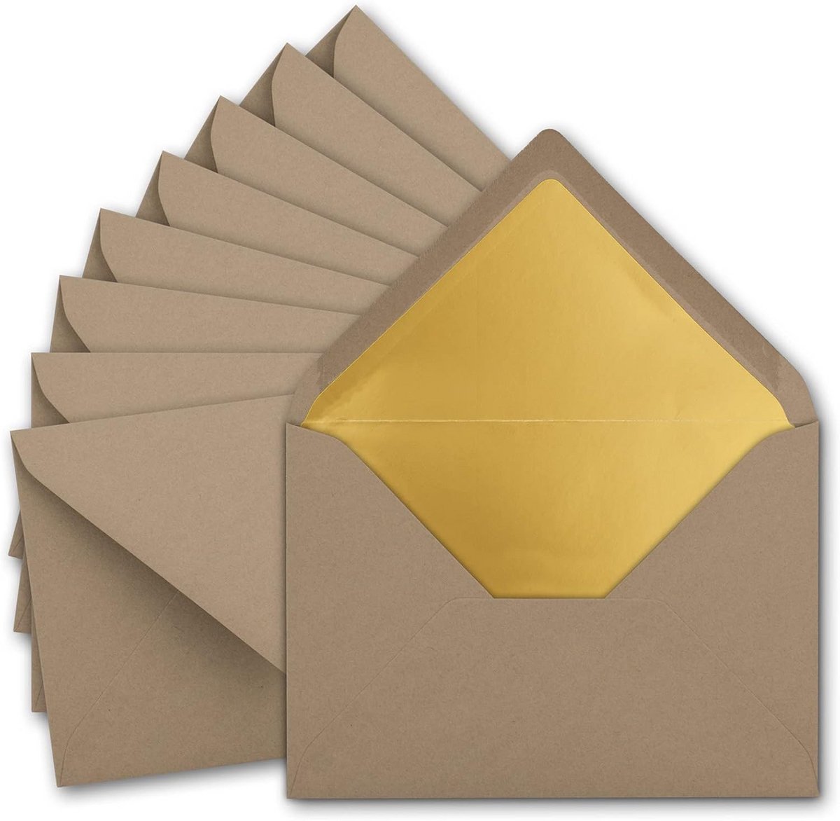 Luxe C5 Enveloppen Metallic Goud Gevoerd, Cappuccino Bruin, 100 stuks