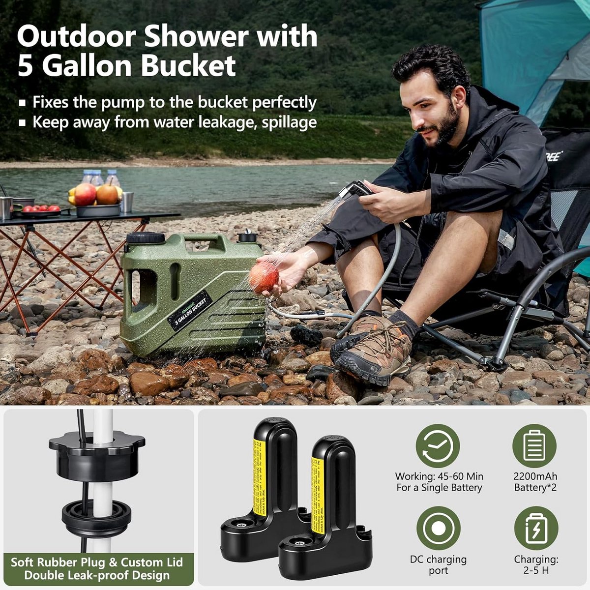 Draagbare Buitendouche voor Camping en Tuin thumbnail 2