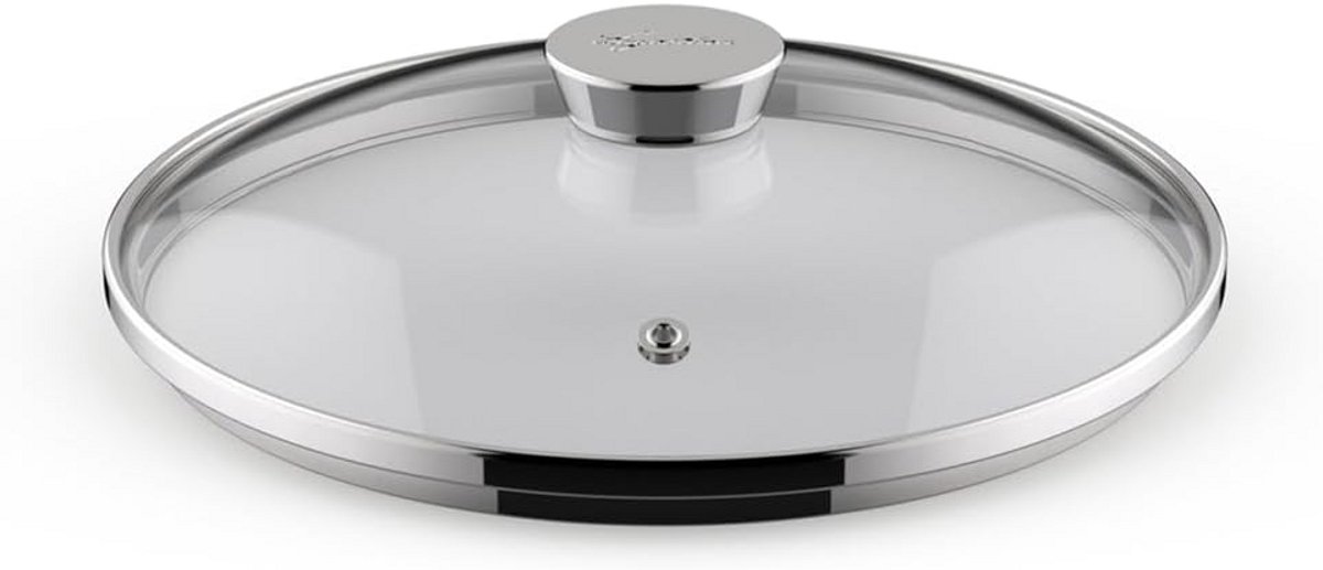 Universeel glazen kookdeksel 28 cm met RVS rand en handvat