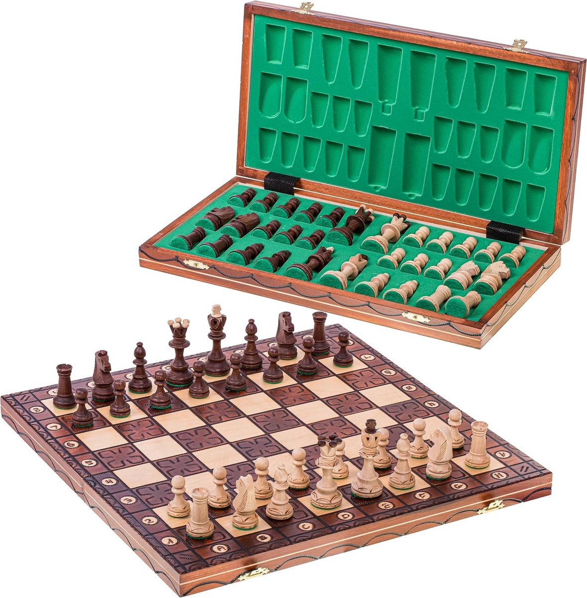 Houten Schaakspel Deluxe Inklapbaar Bord en Figuren