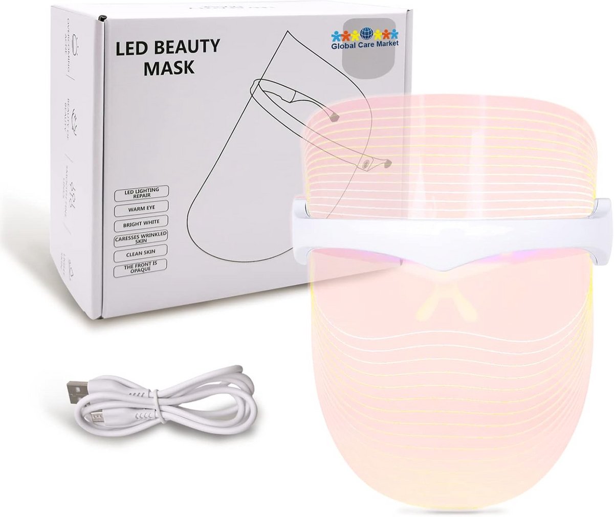 Oplaadbaar LED Lichttherapie Gezichtsmasker voor Huidverjonging Thuis