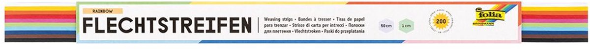 Folia vlechtstroken 50 x 1,5 cm, pak van 200 stuks in geassorteerde kleuren