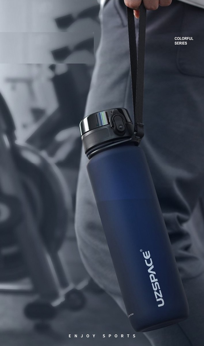 ATXANC Waterfles 1 Liter - Drinkfles 1 Liter - Met Fruit Filter - 100% Lekvrij - Sportfles voor Yoga Sport Fitness - Water Bottle 1L - Walvisblauw