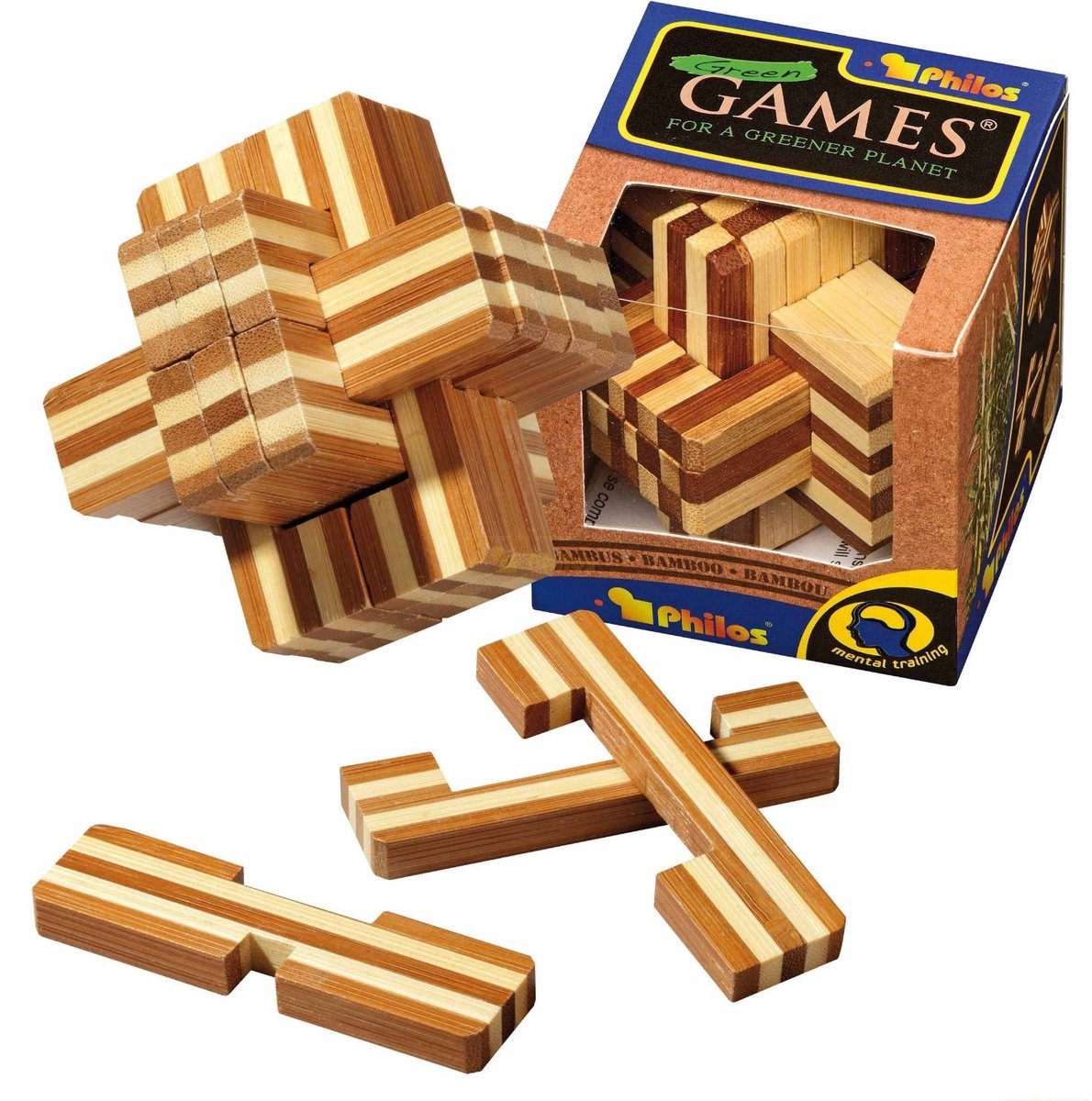 Philos Duivelse Knoop Puzzel - Bamboe knooppuzzel - Moeilijkheidsgraad 4