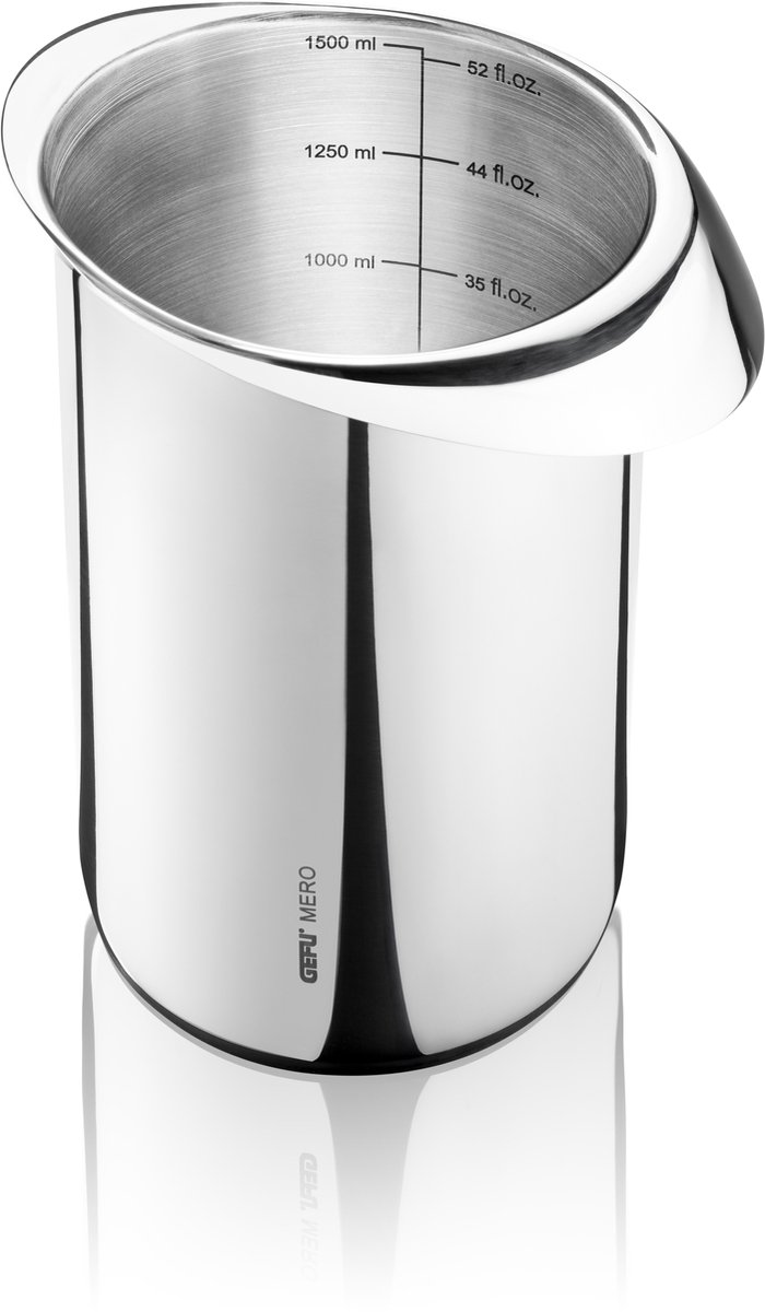 GEFU MERO Mengkom – 1,5 Liter – RVS met Antislip Bodem – Met Schenktuit