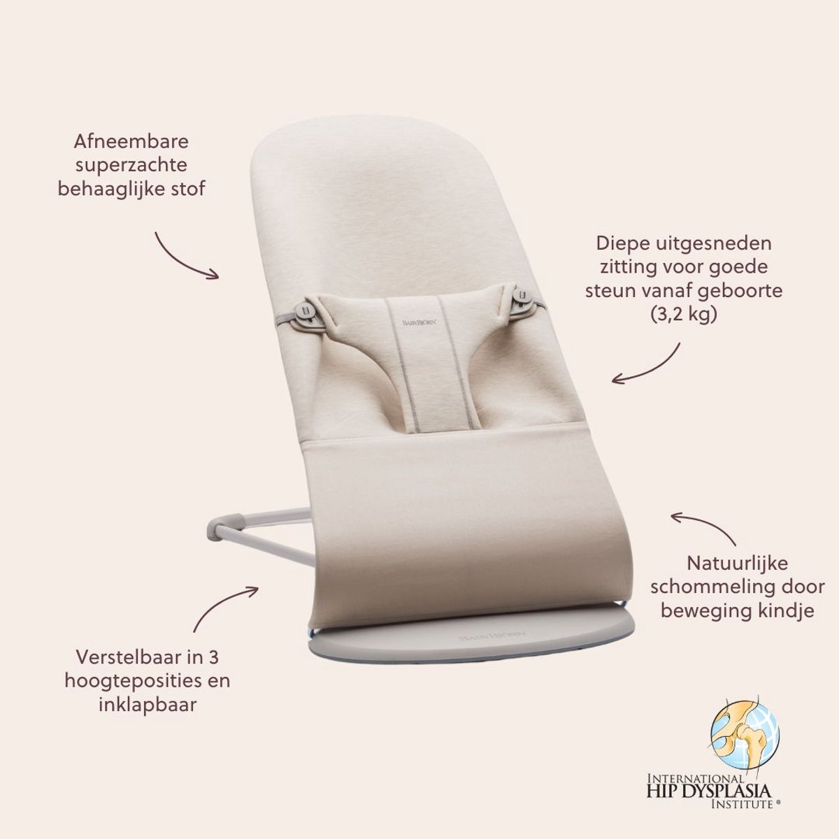 BabyBjorn BabyBjörn Wipstoel Bliss - 3D Jersey - Lichtbeige thumbnail 5