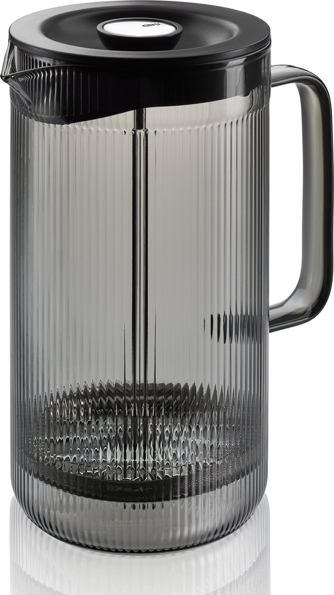 GEFU CRISTIANO French Press Koffiezetter – 1.000 ml – Borosilicaatglas – Smoke Grey