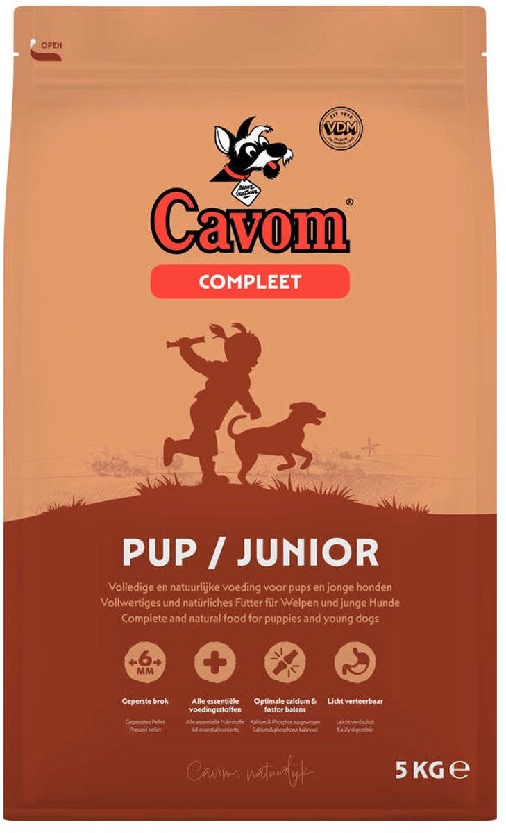 Bol.com Cavom compleet Pup/Junior - geperste hondenbrokken - 5 kg aanbieding