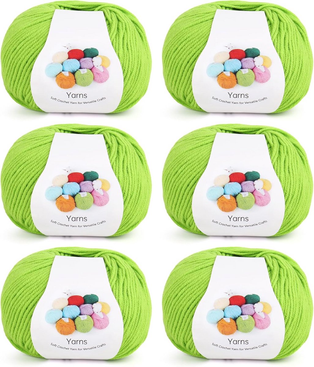 Katoenen Garenset voor Haken en Breien - 6 Bollen (300g) - Groen Grijs - Geschikt voor Babydekens en Sjaals
