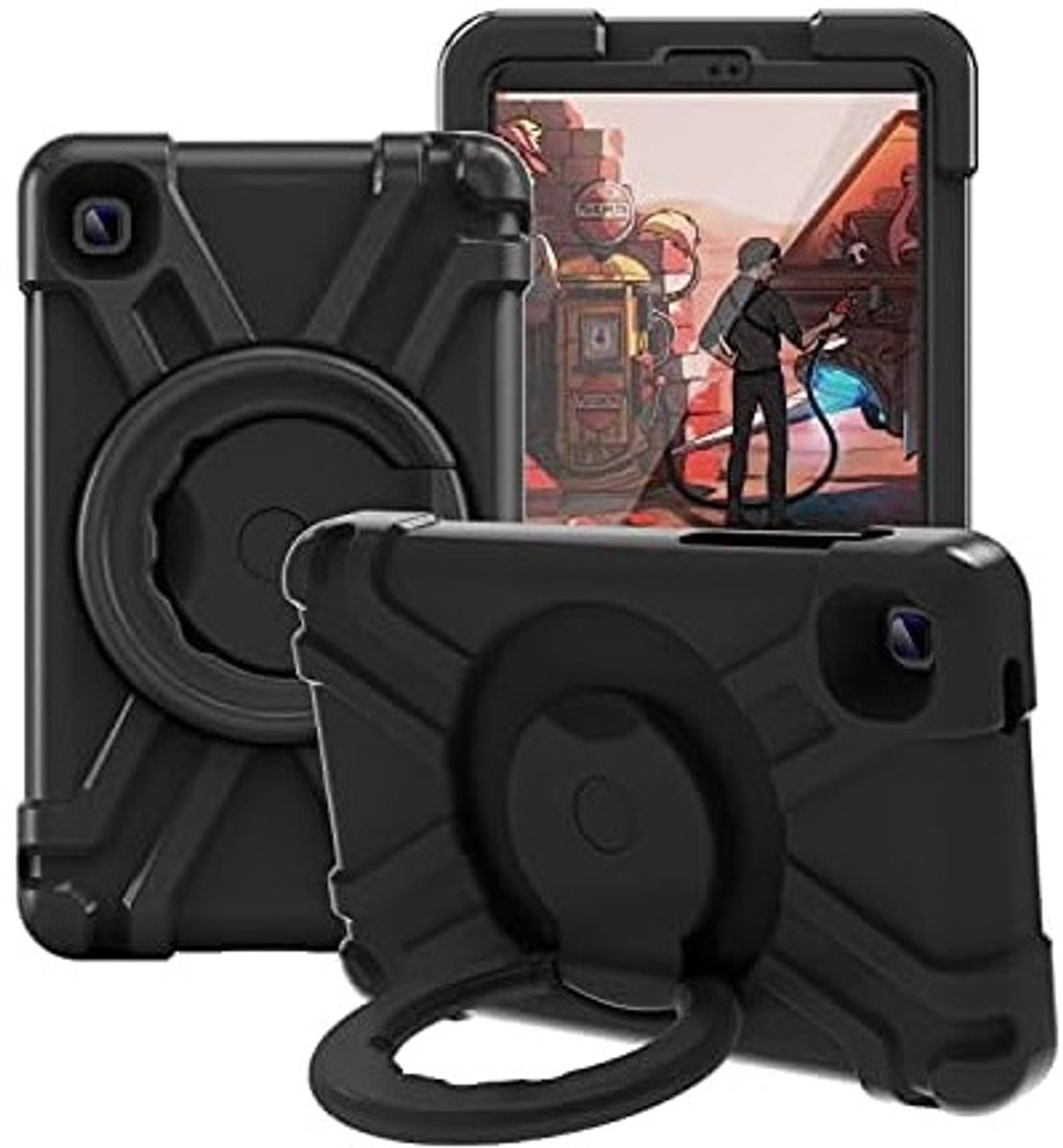 Beschermhoesje voor Samsung Galaxy Tab A7 Lite 8,7 inch 2021 (SM-T220/T225) - Kinderveilig, Lichtgewicht en Stootvast, met Robuuste Standaard - Zwart